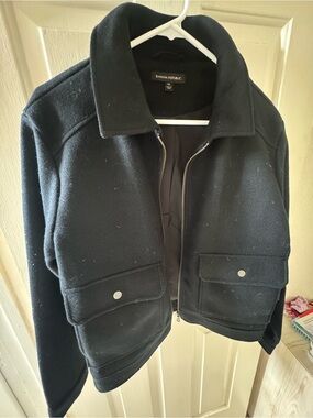 Banana Republic Black Wool-Blend Bomber Jacket